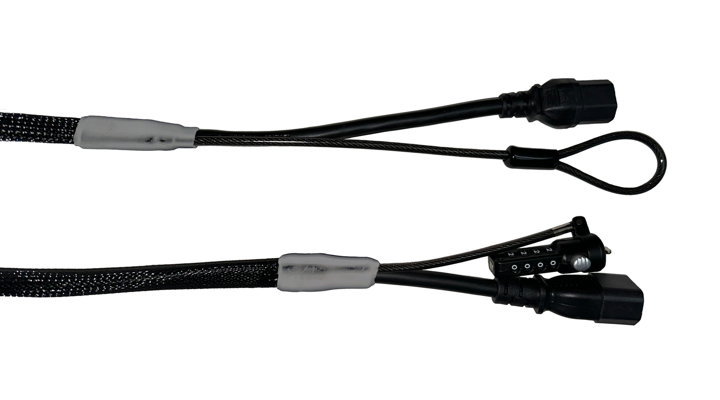 Single Lock (w/Loop) Power Security Cable C14 to C15 (Black)