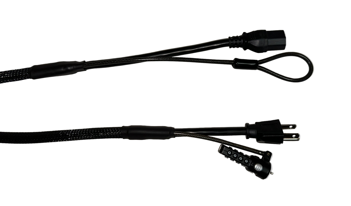 Single Lock (w/Loop) Power Security Cable NEMA 5-15 to C15 (Black)