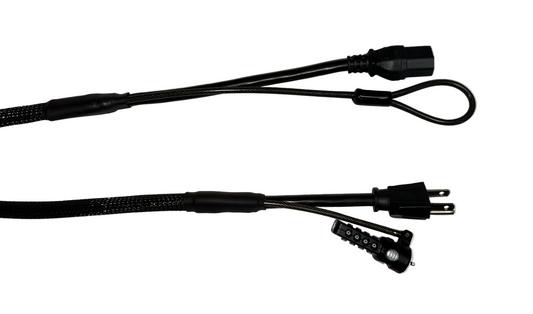 Single Lock (w/Loop) Power Security Cable NEMA 5-15 to C15 (Black)