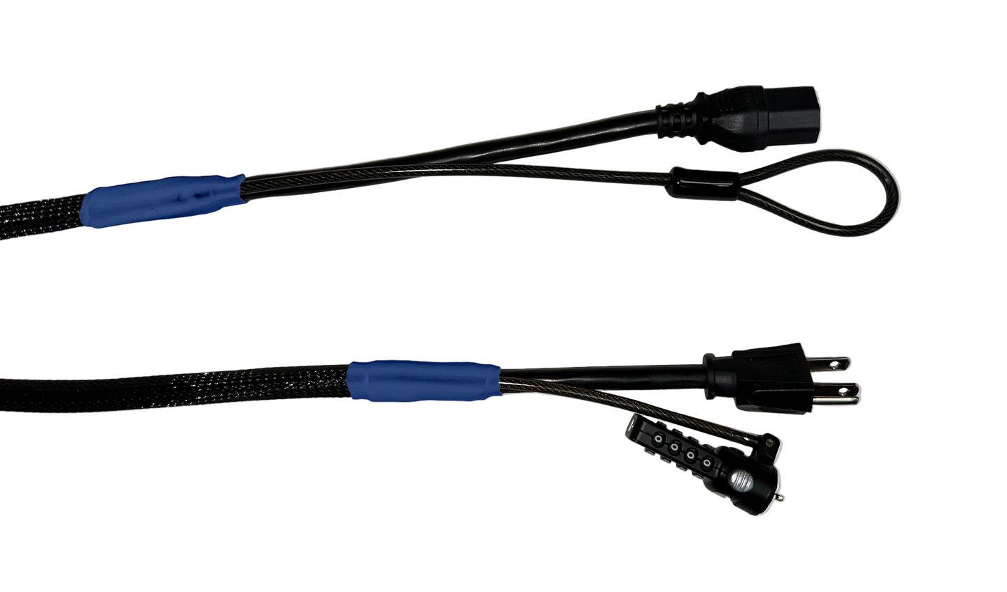 Single Lock (w/Loop) Power Security Cable NEMA 5-15 to C15 (Black)