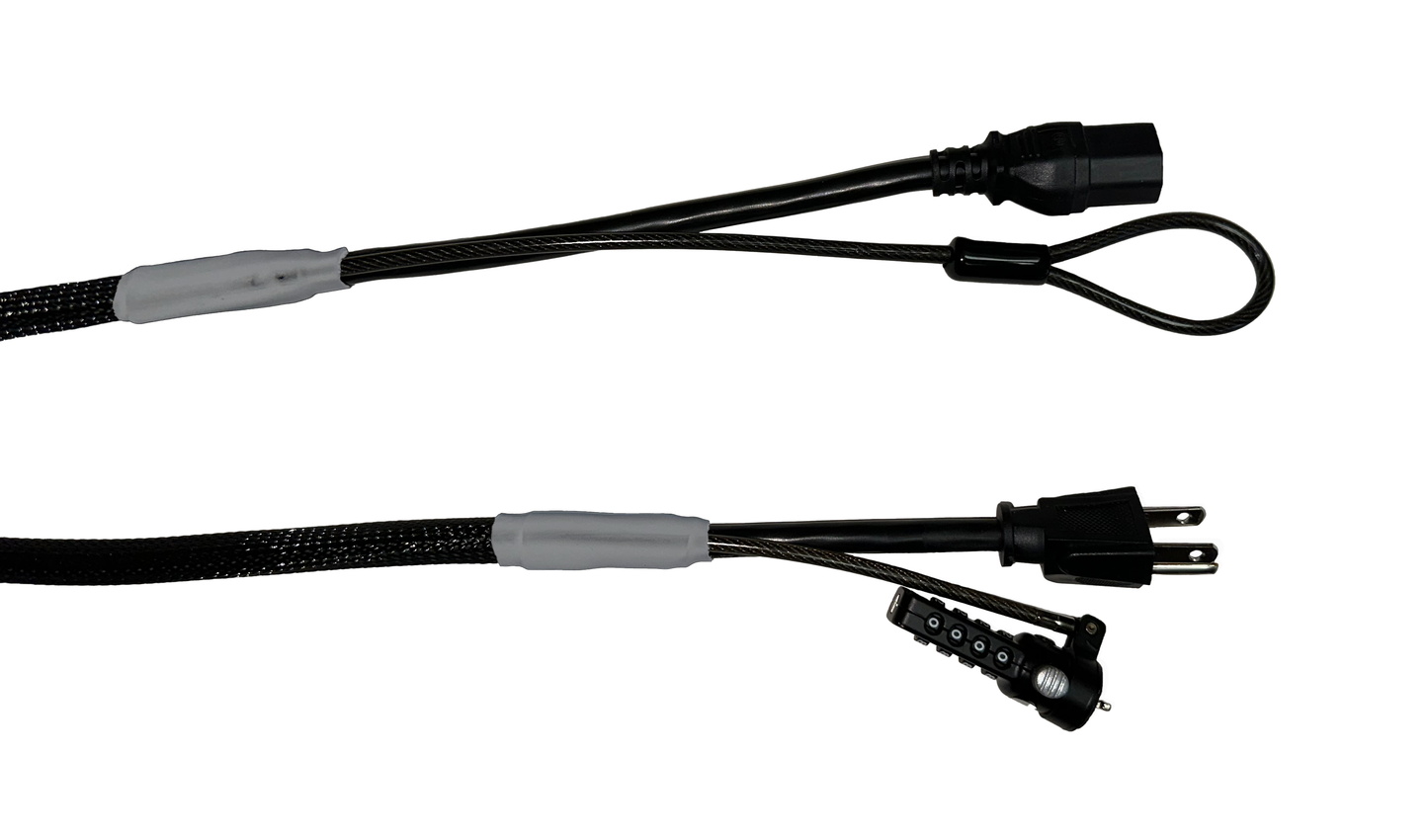 Single Lock (w/Loop) Power Security Cable NEMA 5-15 to C15 (Black)