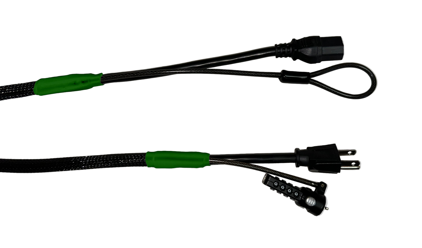 Single Lock (w/Loop) Power Security Cable NEMA 5-15 to C15 (Black)