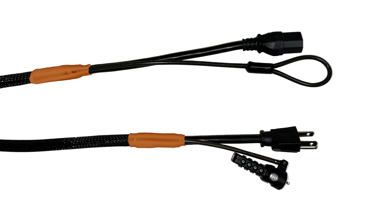 Single Lock (w/Loop) Power Security Cable NEMA 5-15 to C15 (Black)