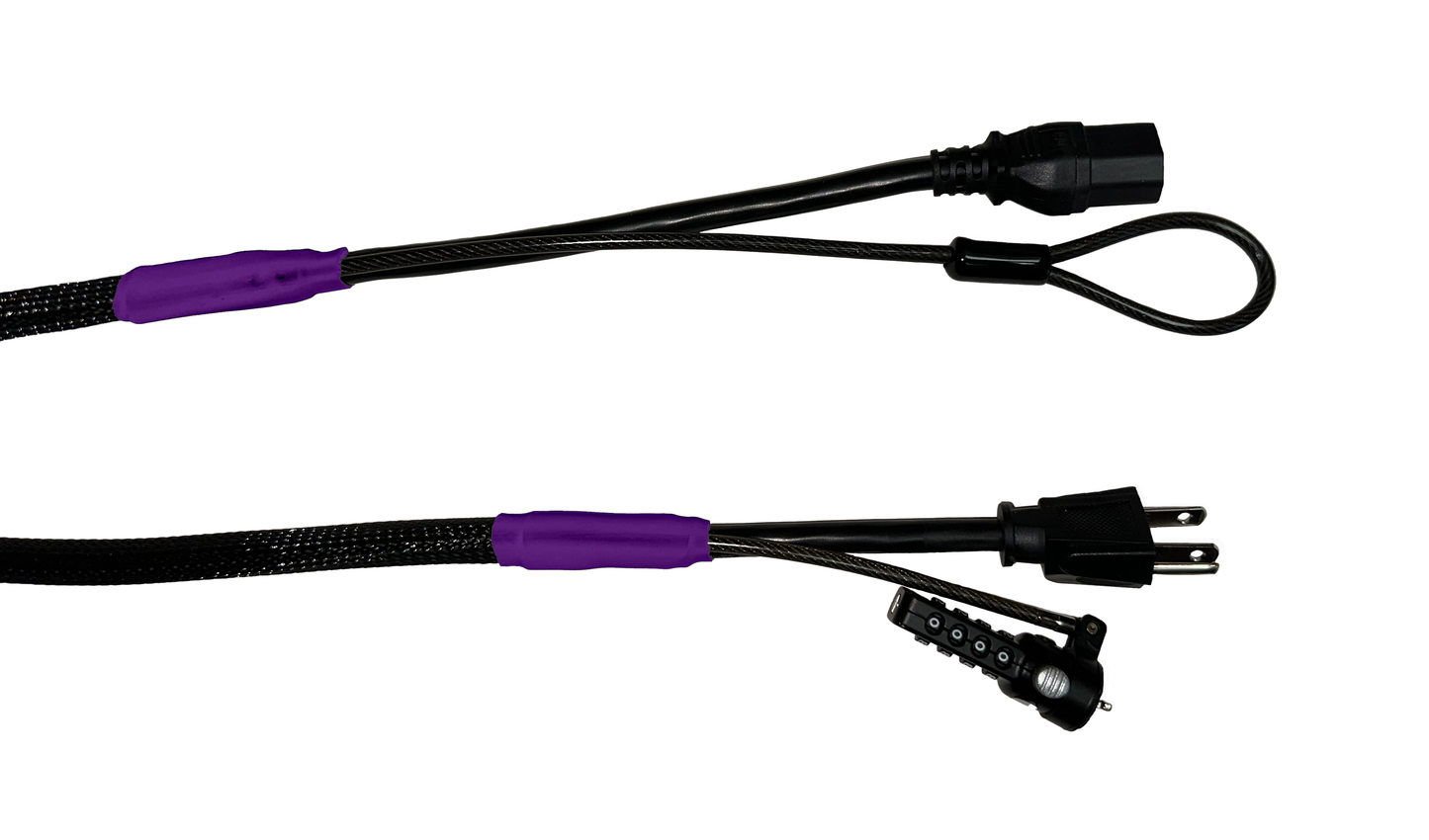 Single Lock (w/Loop) Power Security Cable NEMA 5-15 to C15 (Black)