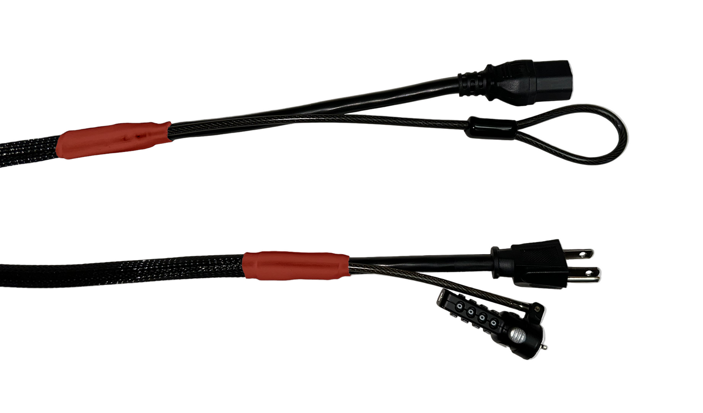 Single Lock (w/Loop) Power Security Cable NEMA 5-15 to C15 (Black)