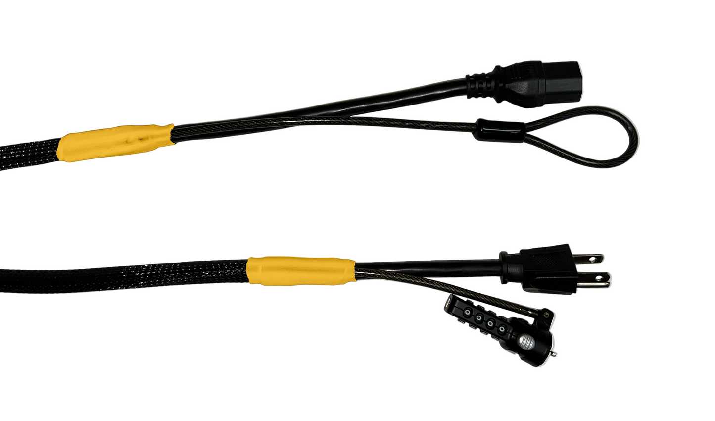 Single Lock (w/Loop) Power Security Cable NEMA 5-15 to C15 (Black)