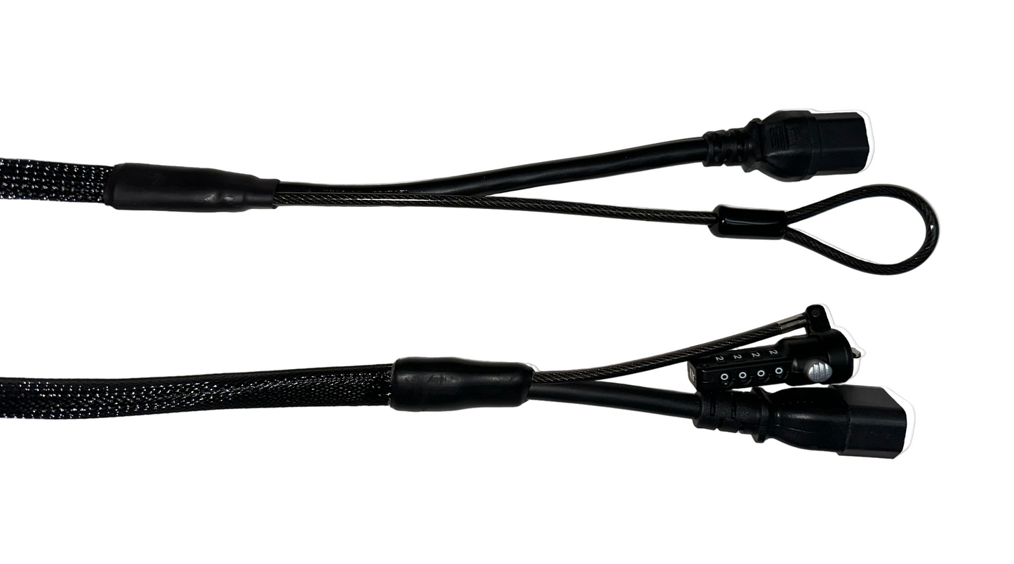 Single Lock (w/Loop) Power Security Cable C14 to C15 (Black)