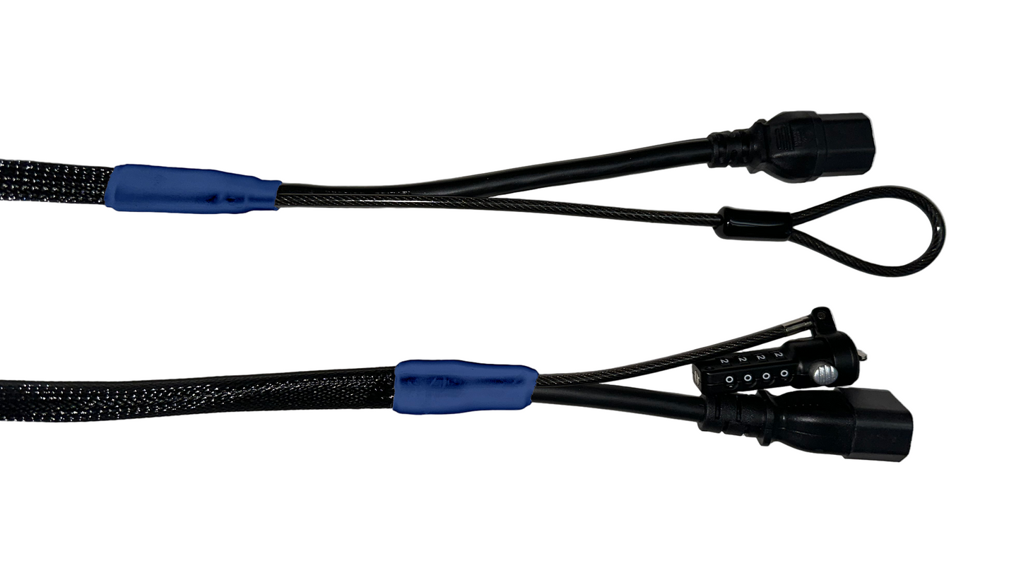 Single Lock (w/Loop) Power Security Cable C14 to C15 (Black)