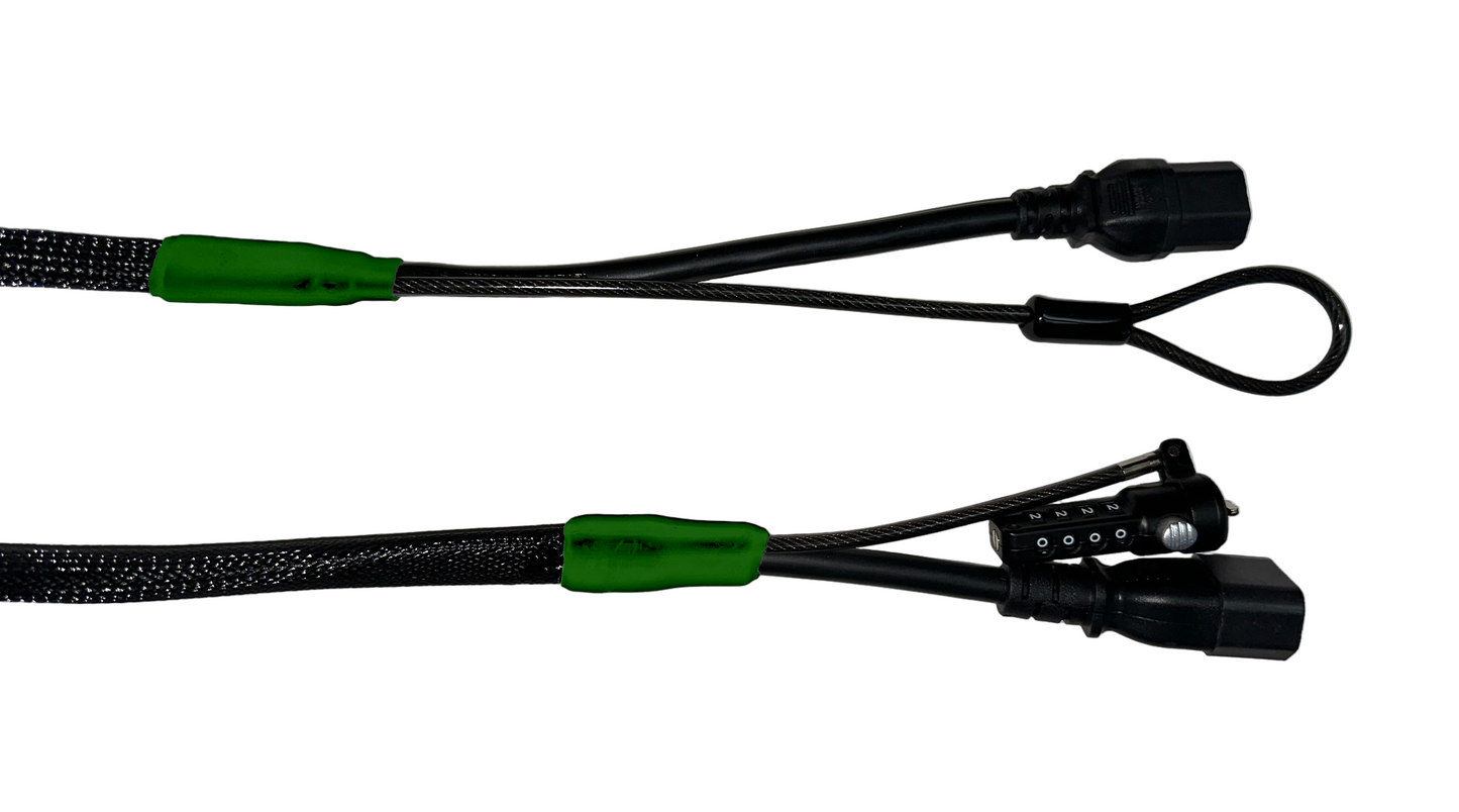 Single Lock (w/Loop) Power Security Cable C14 to C15 (Black)