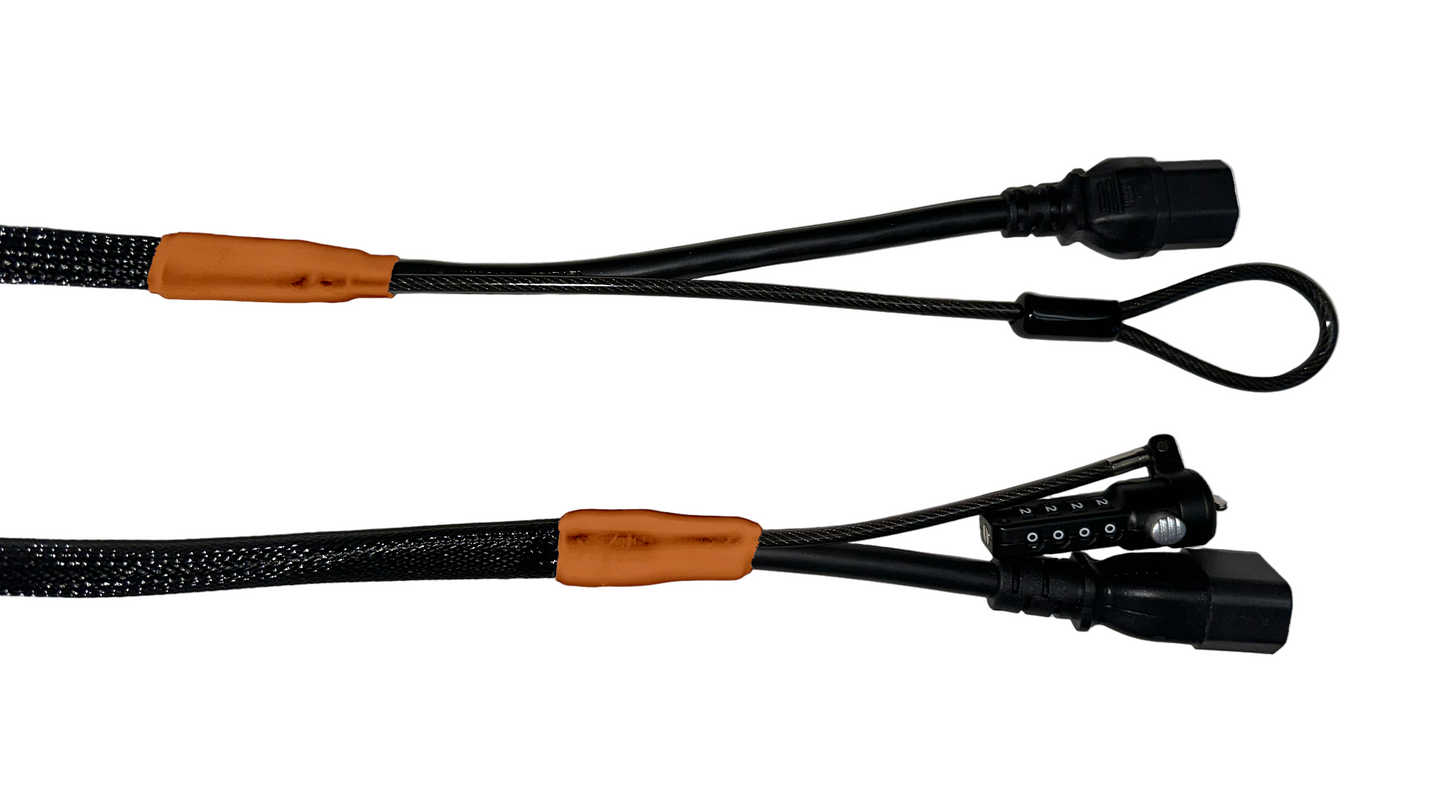 Single Lock (w/Loop) Power Security Cable C14 to C15 (Black)