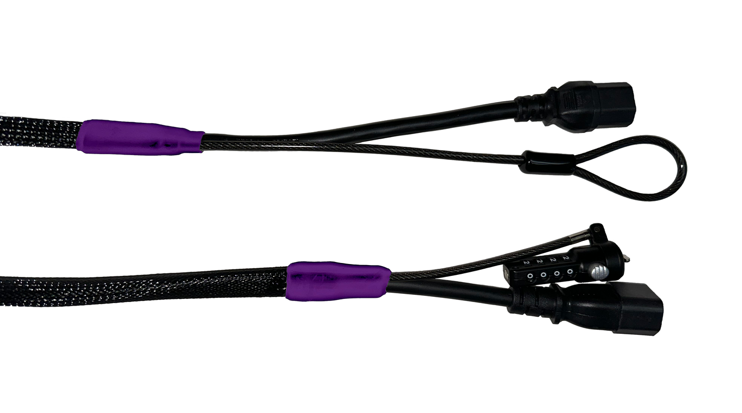 Single Lock (w/Loop) Power Security Cable C14 to C15 (Black)