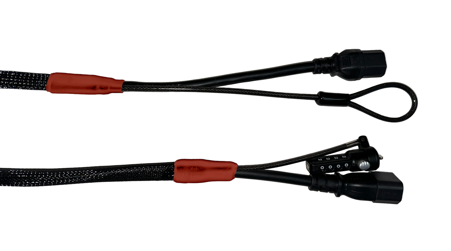 Single Lock (w/Loop) Power Security Cable C14 to C15 (Black)