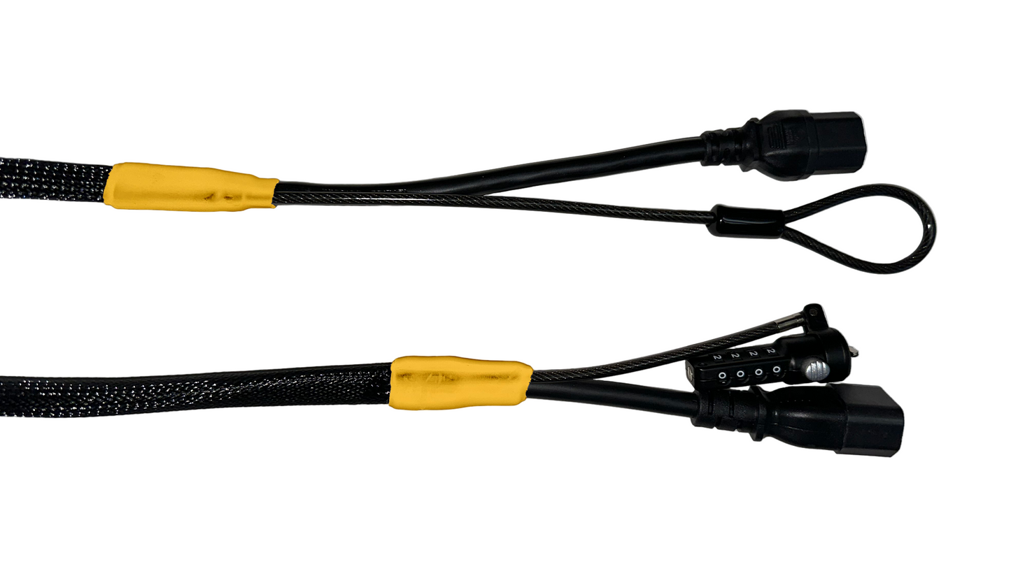 Single Lock (w/Loop) Power Security Cable C14 to C15 (Black)